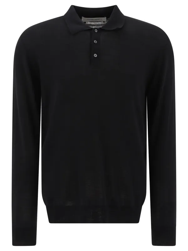 Wool Long-Sleeved Polo Shirt Polo Shirts Black sold by Wanan Luxury