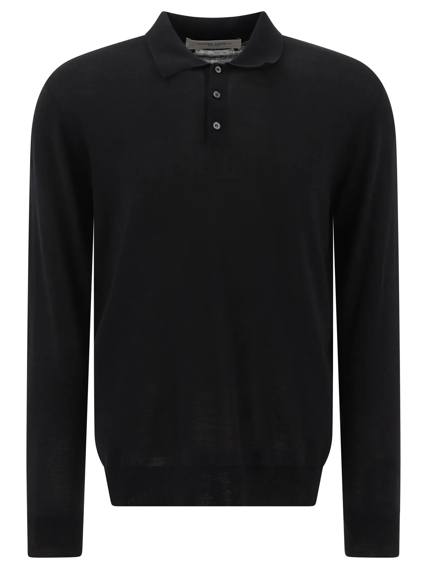Wool Long-Sleeved Polo Shirt Polo Shirts Black sold by Wanan Luxury
