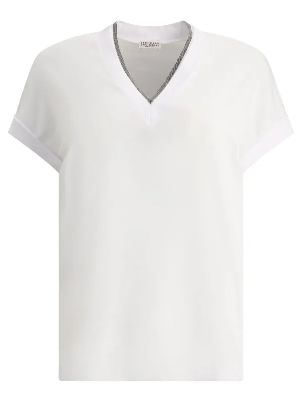 T-Shirt With Shiny Contour T-Shirts White made by Brunello Cucinelli