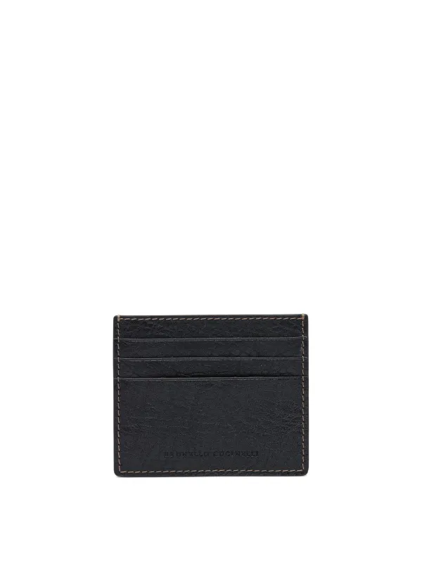 Calfskin Leather Card Holder Wallets & Card Holders Black made by Brunello Cucinelli