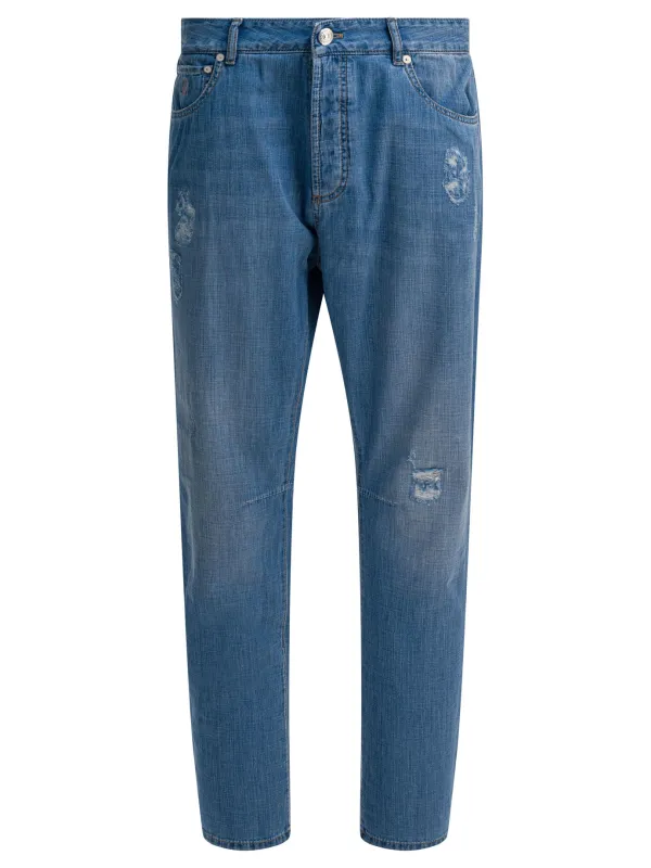 Five-Pocket Leisure Fit Jeans Light Blue sold by Wanan Luxury