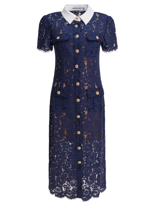 Lace Shirt Dress Dresses Blue sold by Wanan Luxury