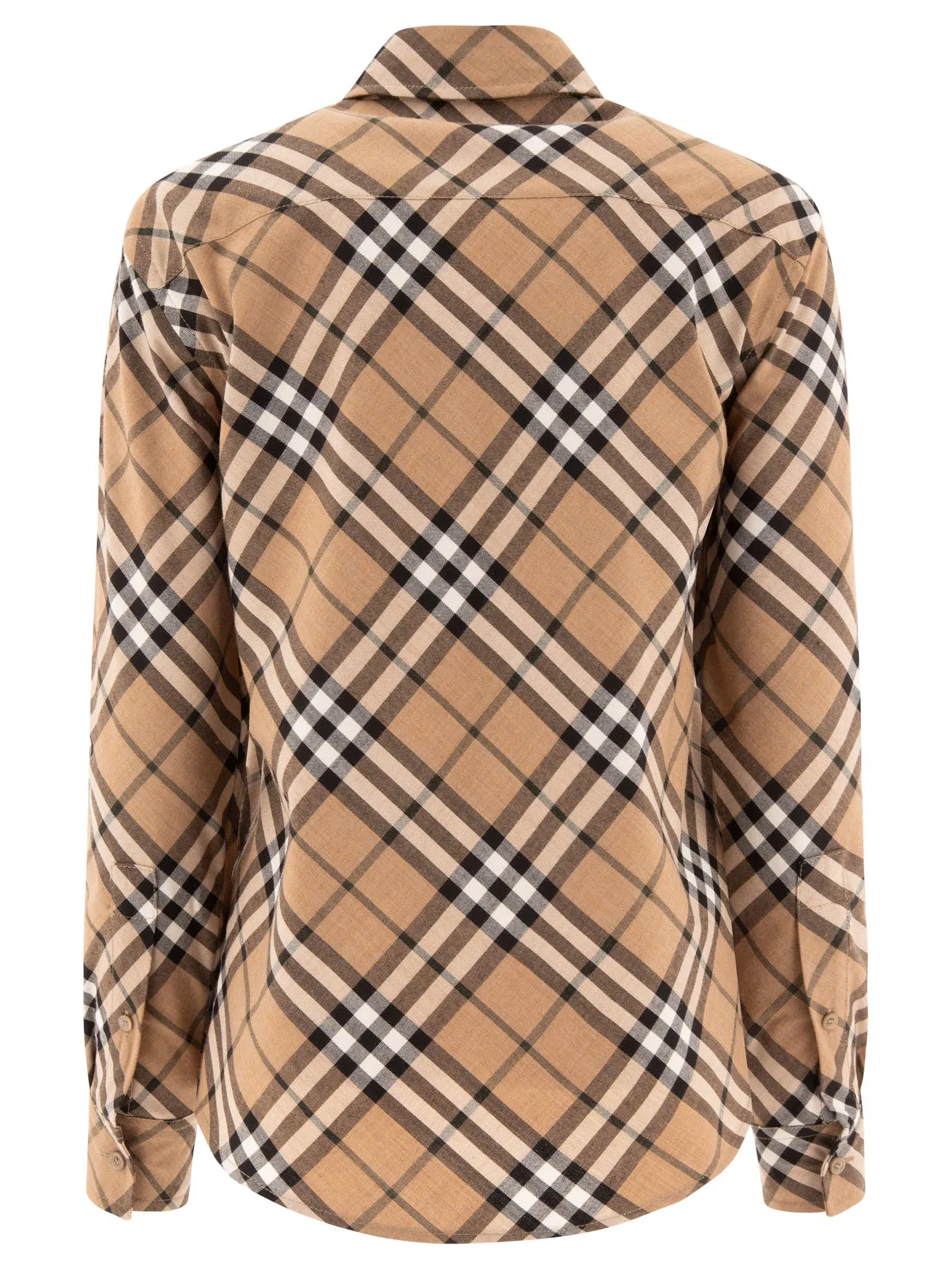 Wool Blend Shirt With Check Motif Shirts Beige sold by Wanan Luxury product image thumbnail 2