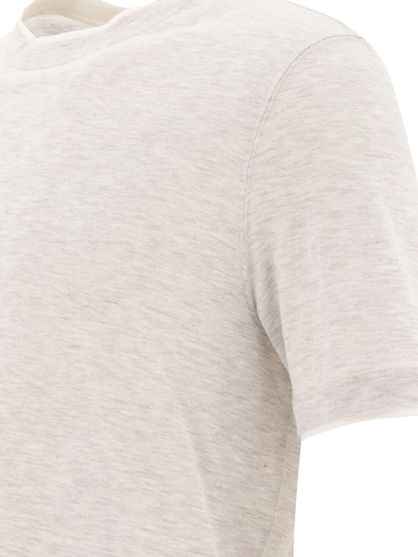 Crew-Neck T-Shirt In Linen And Cotton Jersey With Faux Layering T-Shirts Grey sold by Wanan Luxury product image thumbnail 4