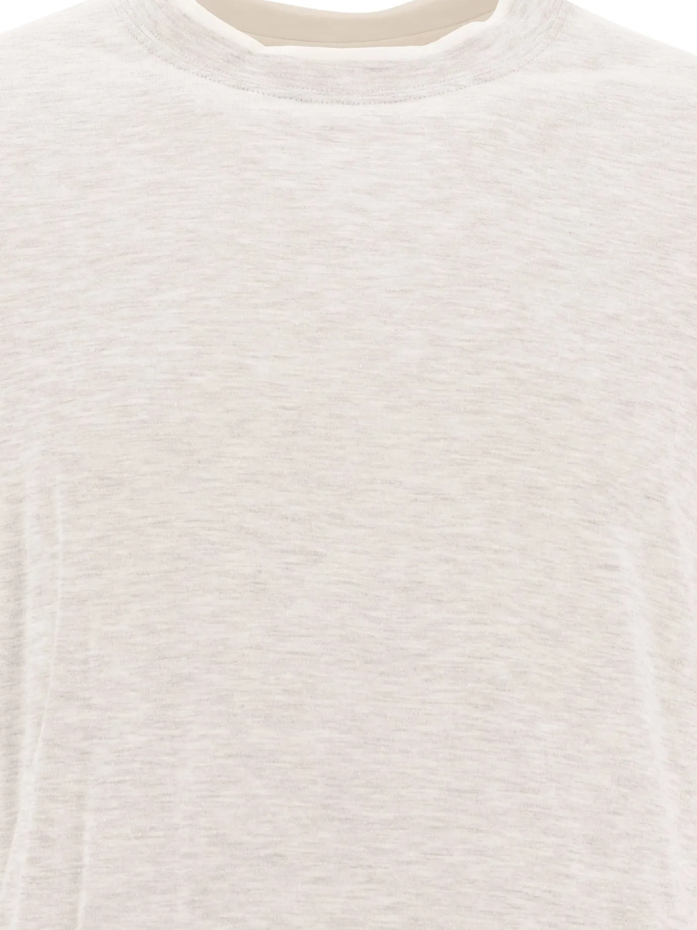 Crew-Neck T-Shirt In Linen And Cotton Jersey With Faux Layering T-Shirts Grey sold by Wanan Luxury product image thumbnail 3