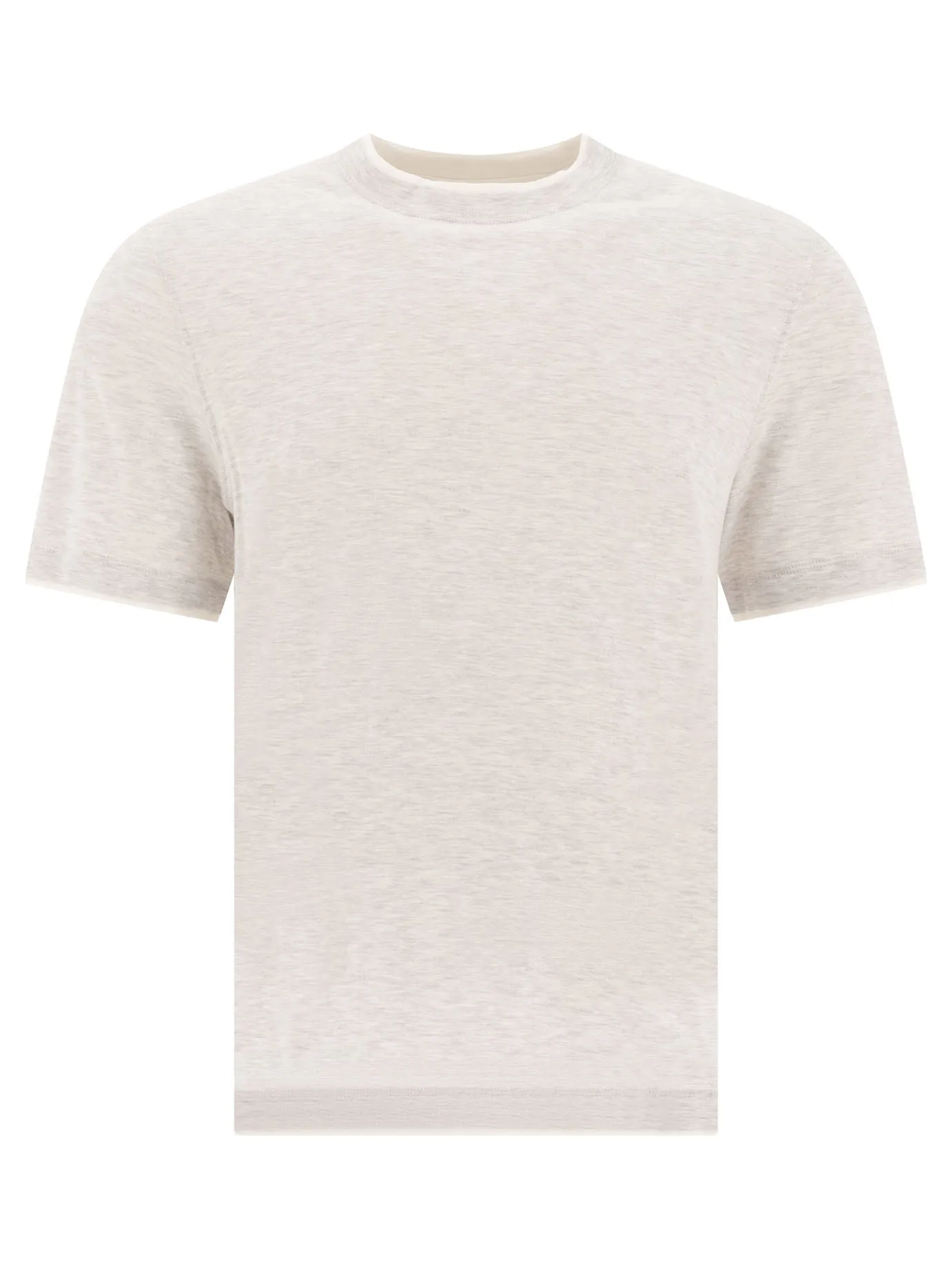 Crew-Neck T-Shirt In Linen And Cotton Jersey With Faux Layering T-Shirts Grey sold by Wanan Luxury