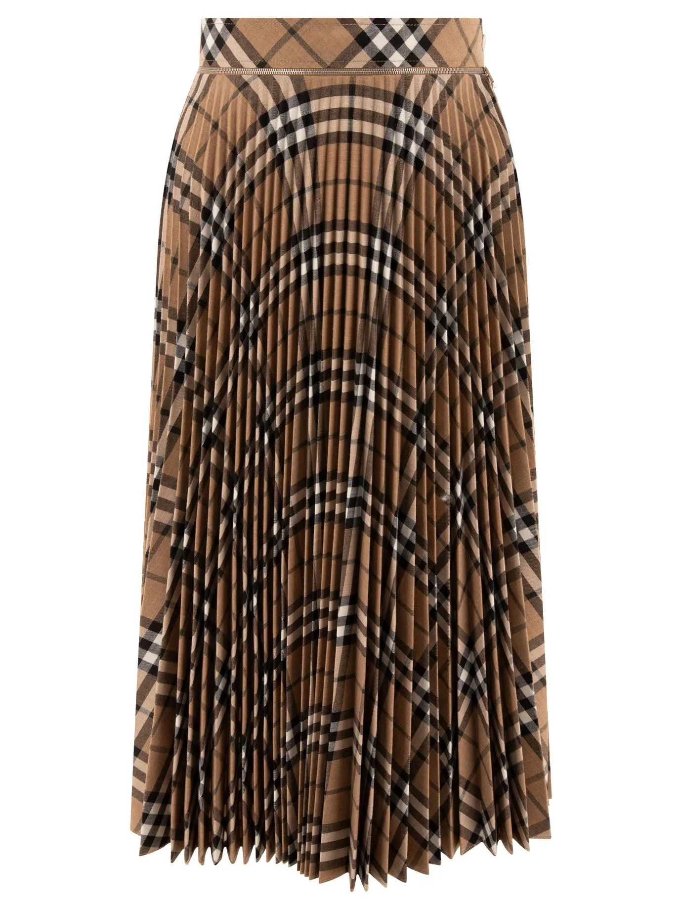 Wool Blend Pleated Check Skirt Skirts Beige sold by Wanan Luxury