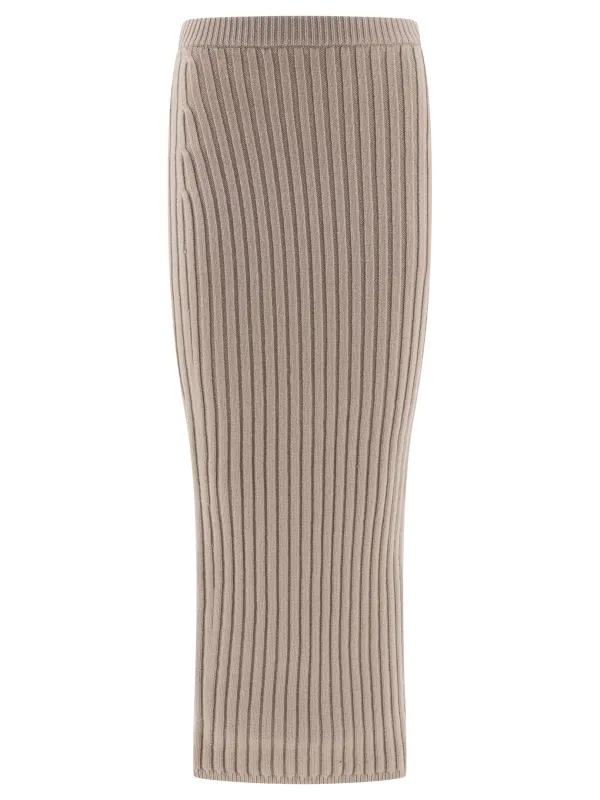 Wool And Cashmere Knit Skirt Skirts Beige sold by Wanan Luxury