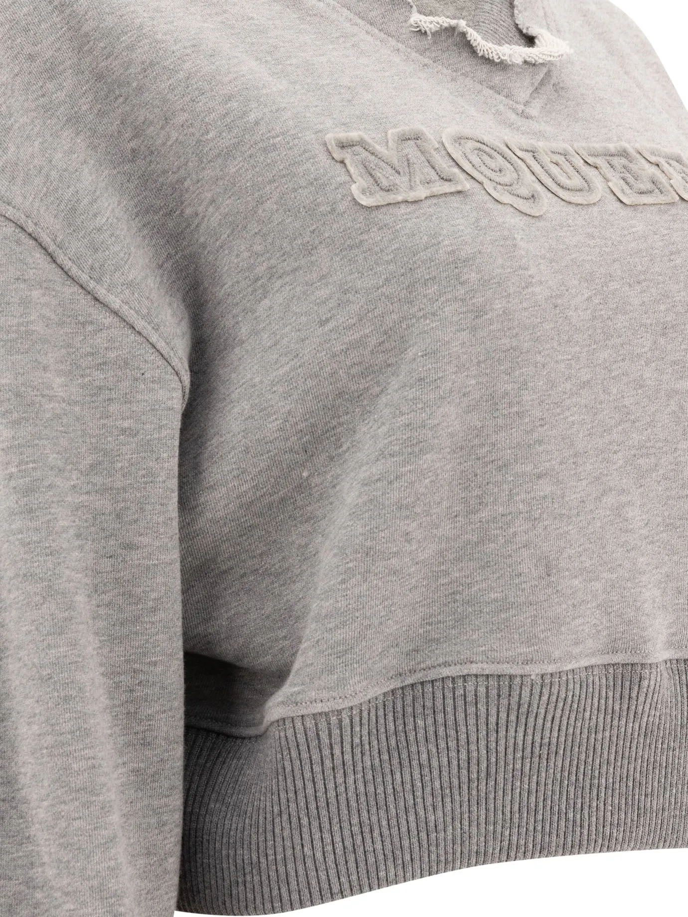 Cropped Sweatshirt With Mcqueen Logo Sweatshirts Grey sold by Wanan Luxury product image thumbnail 4