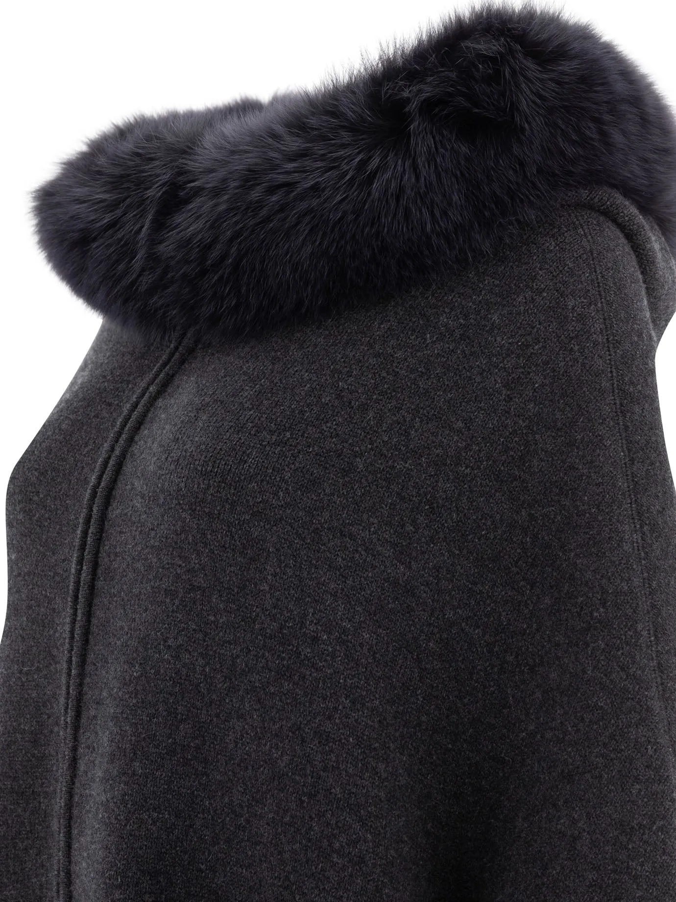 Wool And Cashmere Poncho Jackets And Coats Grey sold by Wanan Luxury product image thumbnail 4