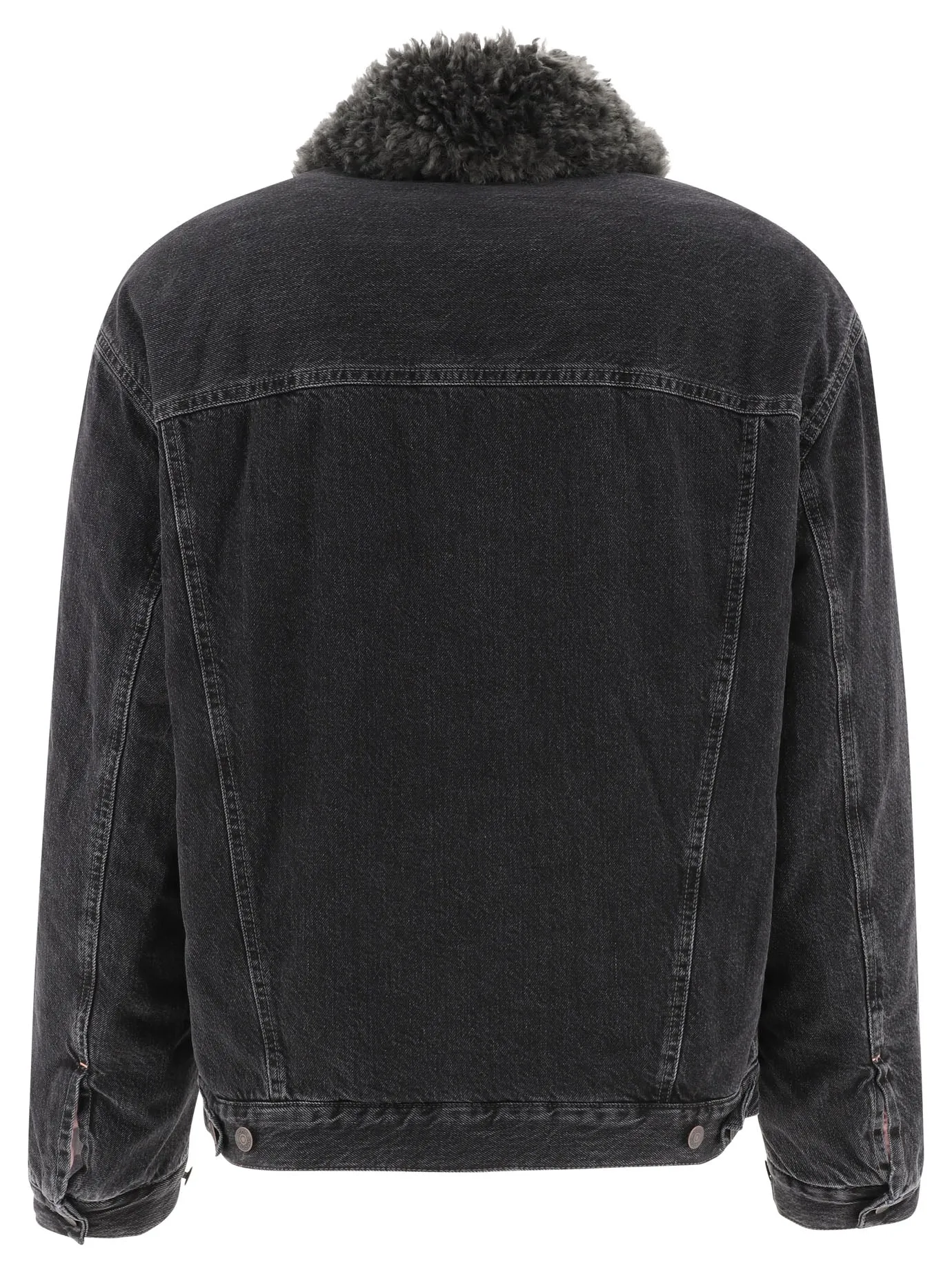 Lined Denim Jacket With Faux-Fur Collar Jackets And Coats Black sold by Wanan Luxury product image thumbnail 2