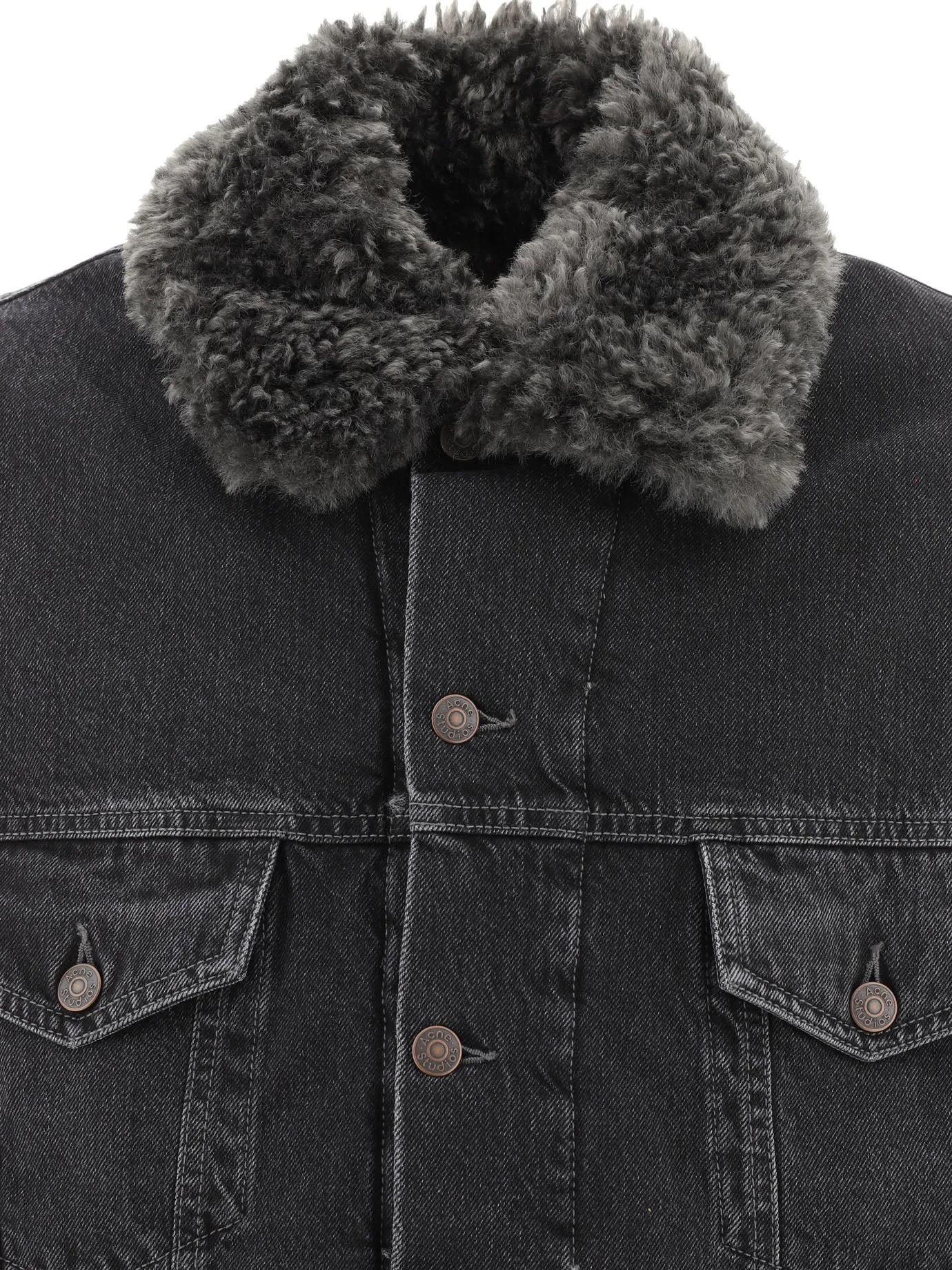 Lined Denim Jacket With Faux-Fur Collar Jackets And Coats Black sold by Wanan Luxury product image thumbnail 3