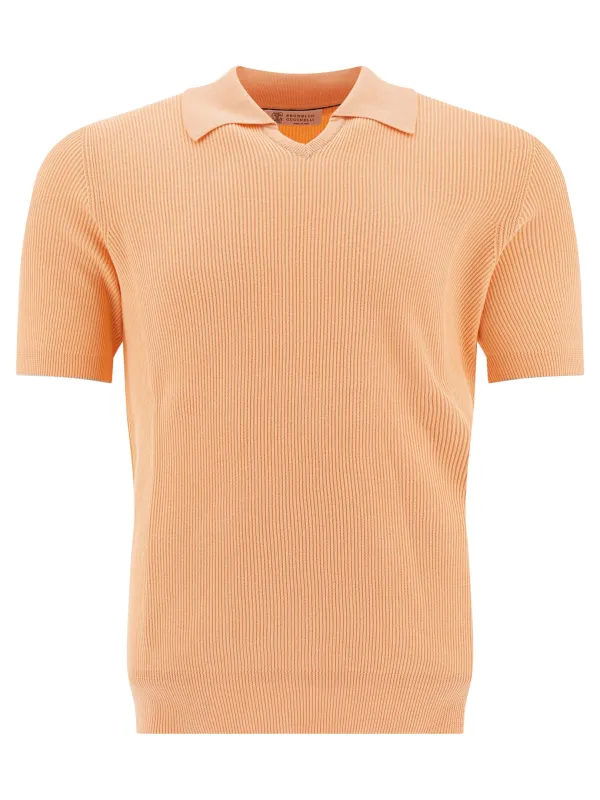 Linen And Cotton Polo Shirt Polo Shirts Orange sold by Wanan Luxury