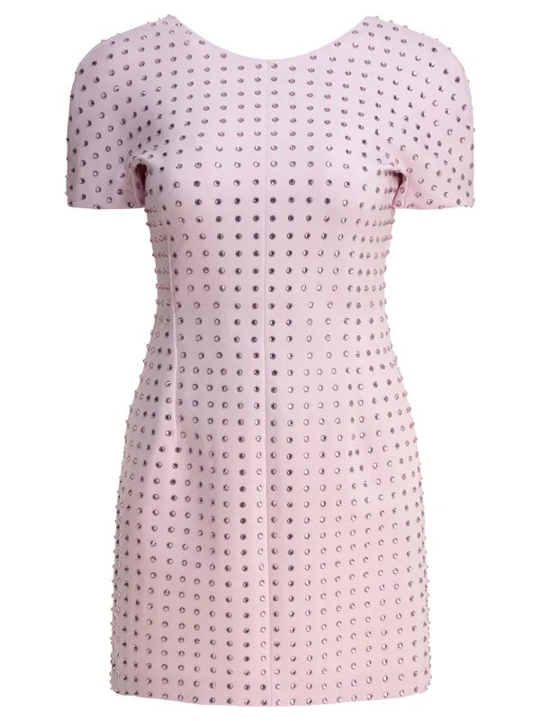 Short Dress With Open Back Dresses Pink made by Wanan Luxury