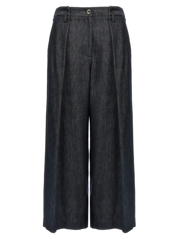 A-Line Pleated Pants Blue made by Brunello Cucinelli