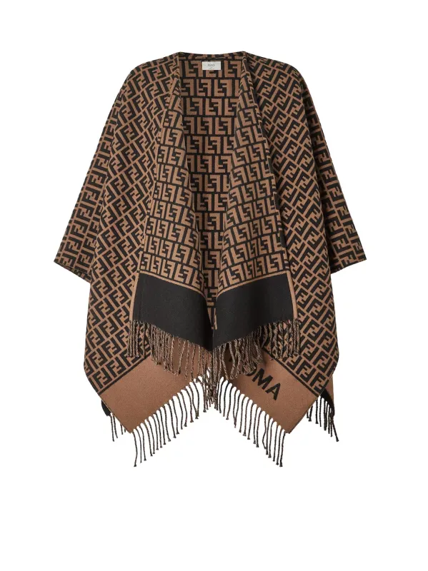 Ff Virgin Wool And Cashmere Poncho made by Fendi