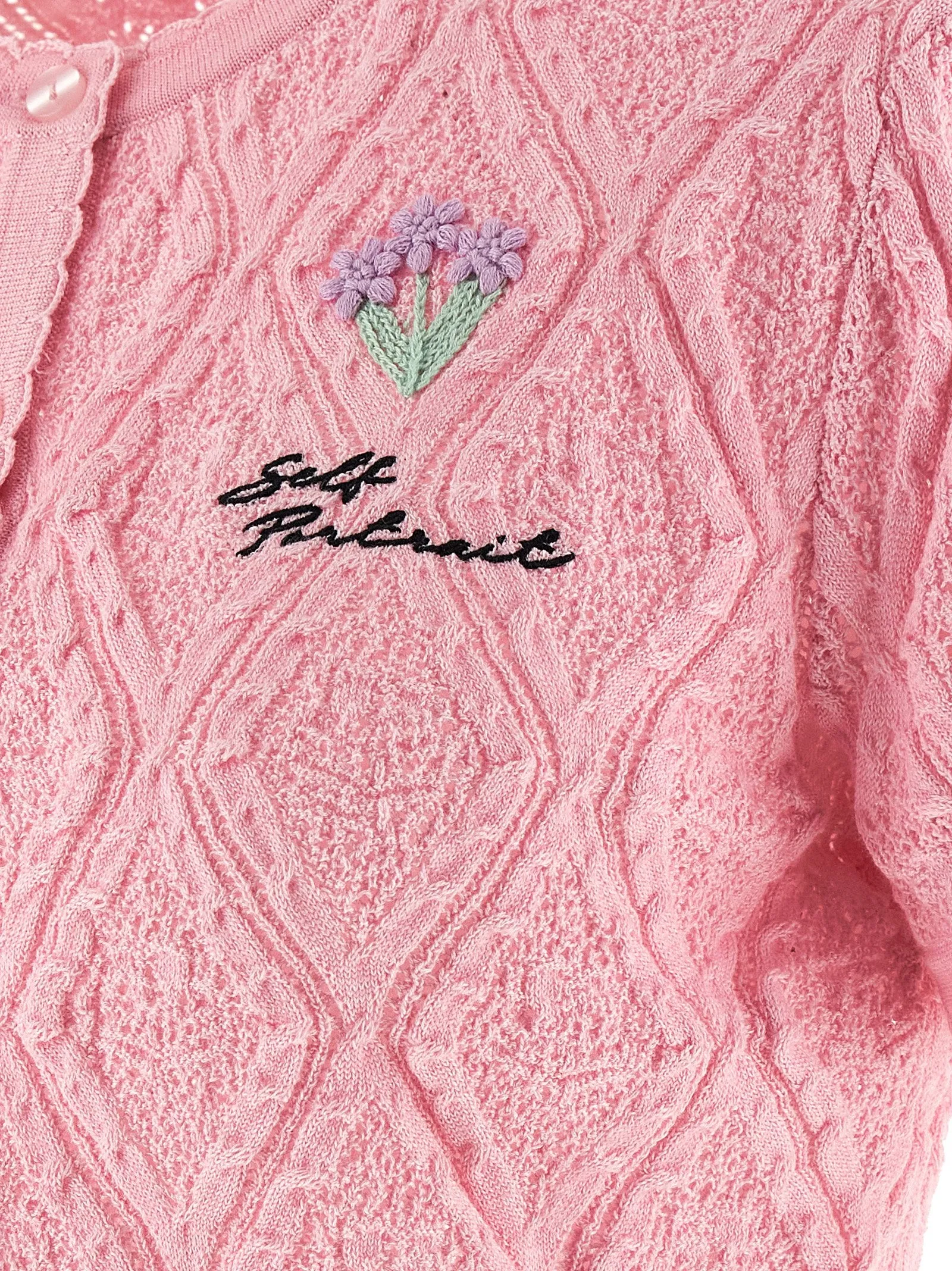 Pink Pointelle Knit Tops Pink sold by Wanan Luxury product image thumbnail 4