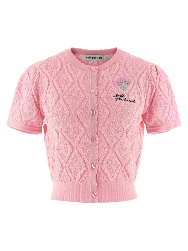 Pink Pointelle Knit Tops Pink made by Self-Portrait