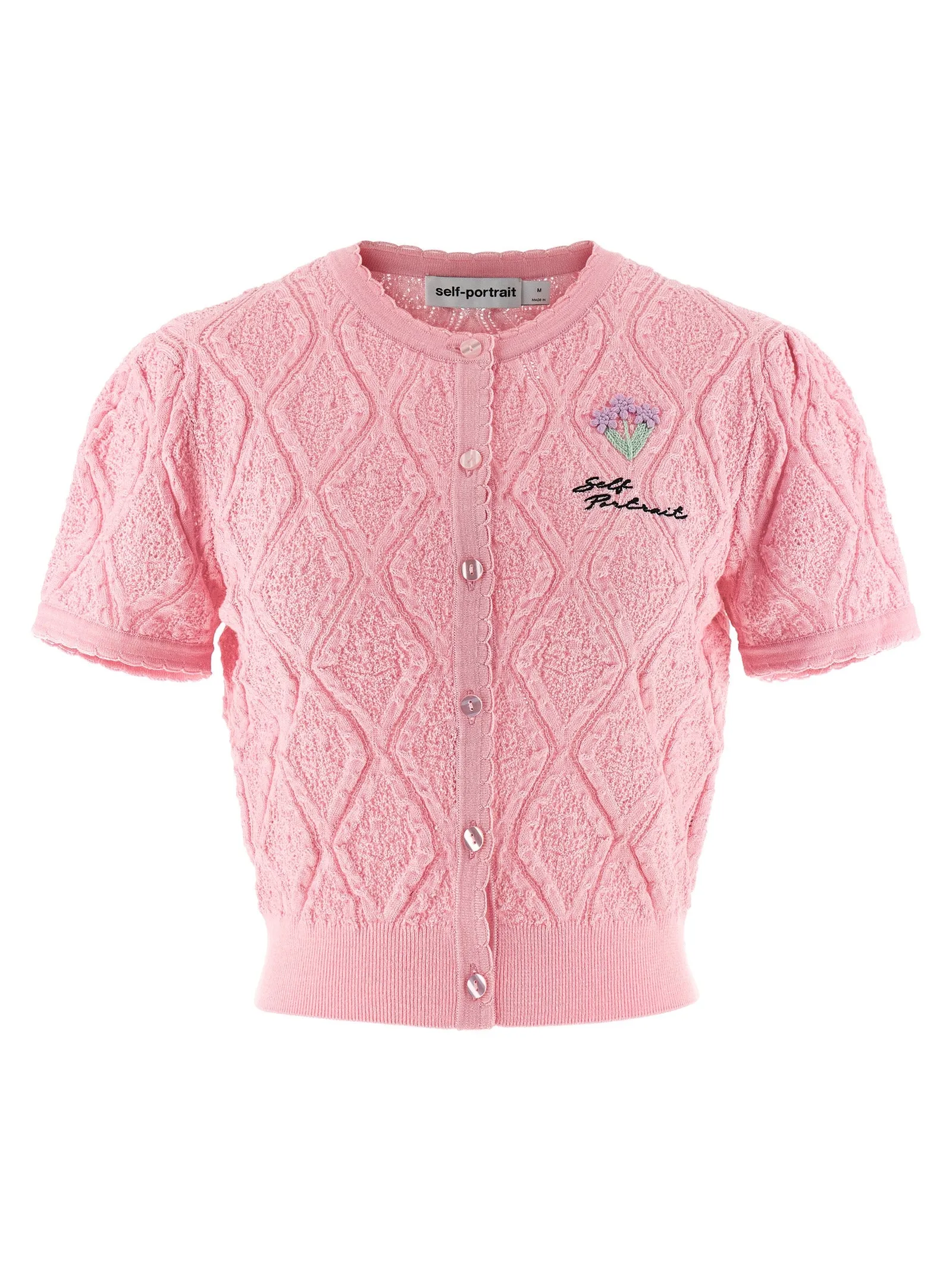 Pink Pointelle Knit Tops Pink sold by Wanan Luxury