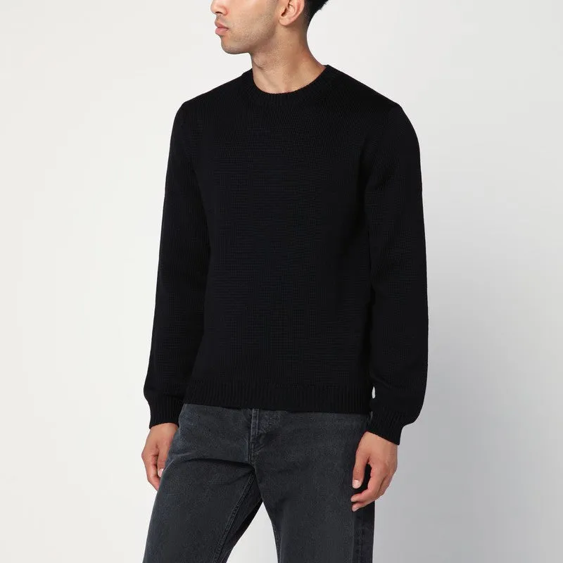 Black Crew Neck Wool Sweater sold by Wanan Luxury