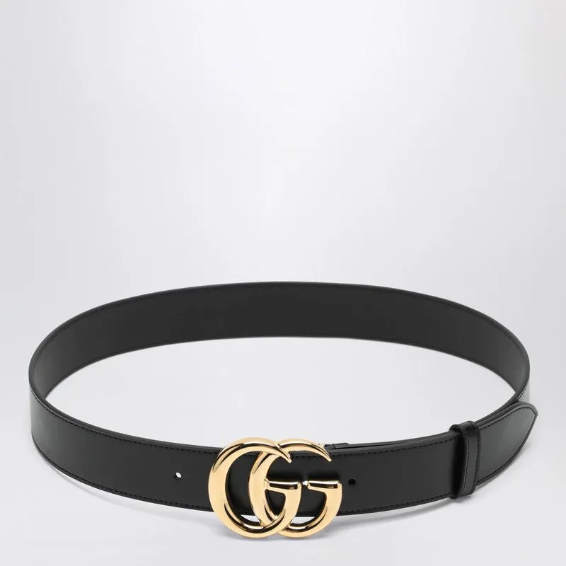 Black Leather Belt With Gold Gg Marmont Buckle sold by Wanan Luxury