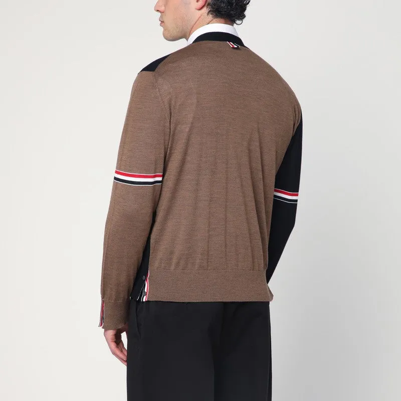 Navy/Grey/Brown Wool Cardigan sold by Wanan Luxury product image thumbnail 2