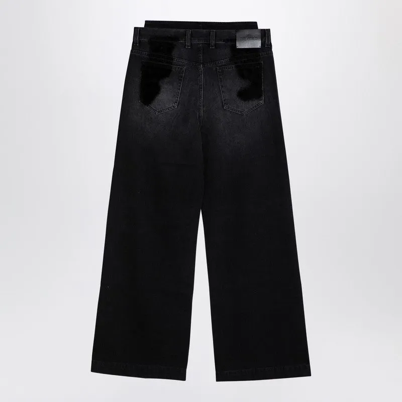 Wide Black Washed Denim Jeans sold by Wanan Luxury product image thumbnail 2