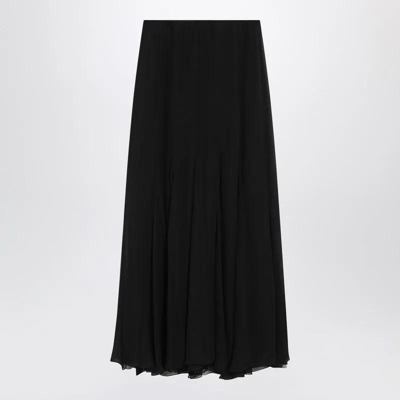 Black Silk Muslin Maxi Skirt sold by Wanan Luxury