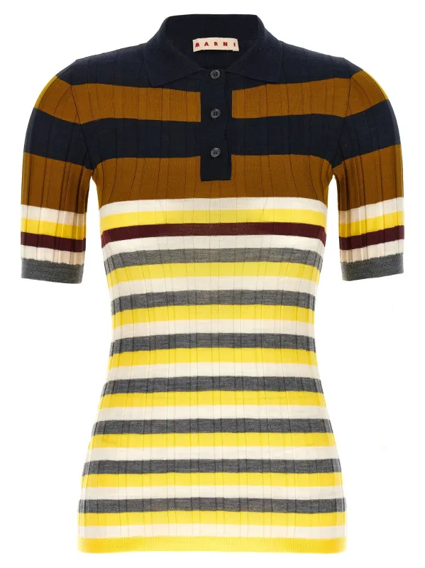 Ribbed Wool Shirt Polo Multicolor made by Marni