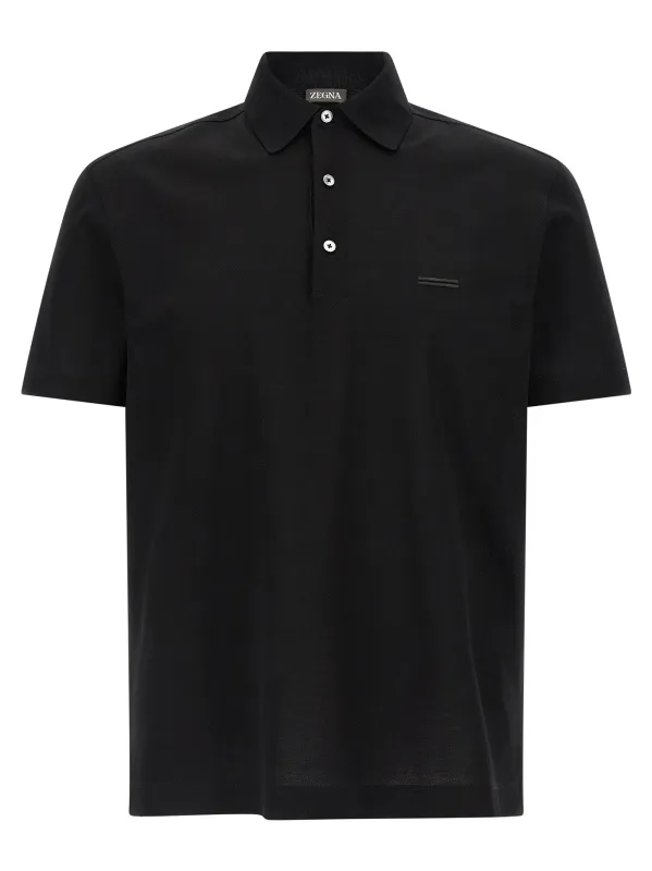 Piqué Cotton Shirt Polo Black made by Ermenegildo Zegna