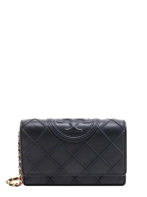 Stitched Leather Shoulder Bag With Embossed Logo made by Tory Burch