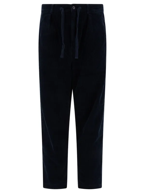 Pleated Corduroy Trousers Blue sold by Wanan Luxury