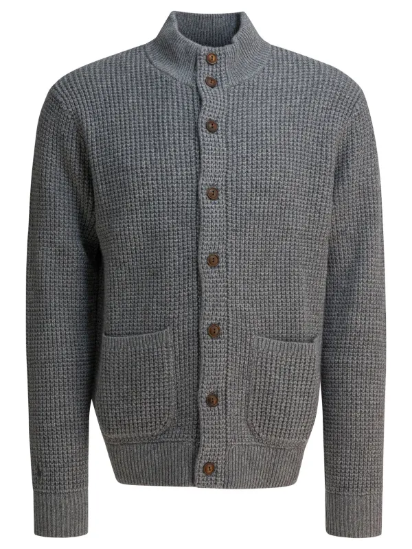 Mock Neck Cardigan Knitwear Grey sold by Wanan Luxury