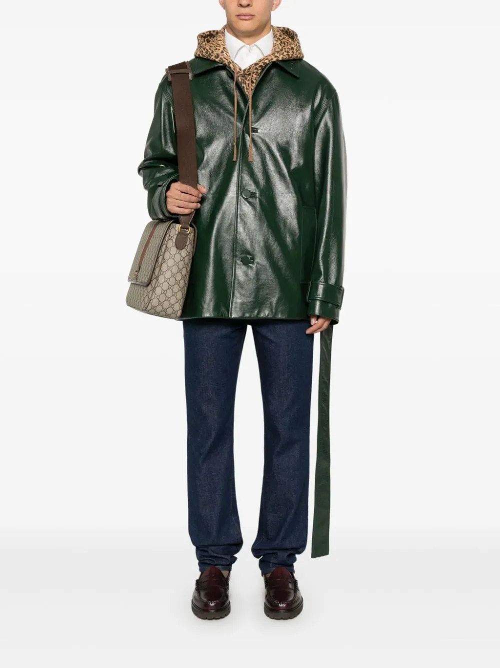 Trench In Pelle Lucida Jackets And Coats Green sold by Wanan Luxury product image thumbnail 5