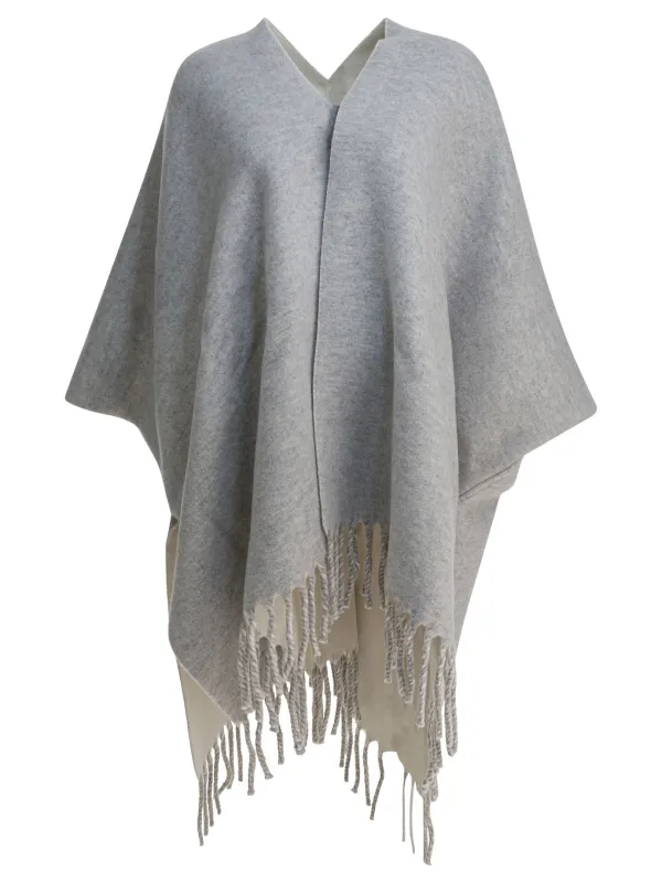 Reversible Wool And Cashmere Cape Jackets And Coats Grey made by Brunello Cucinelli