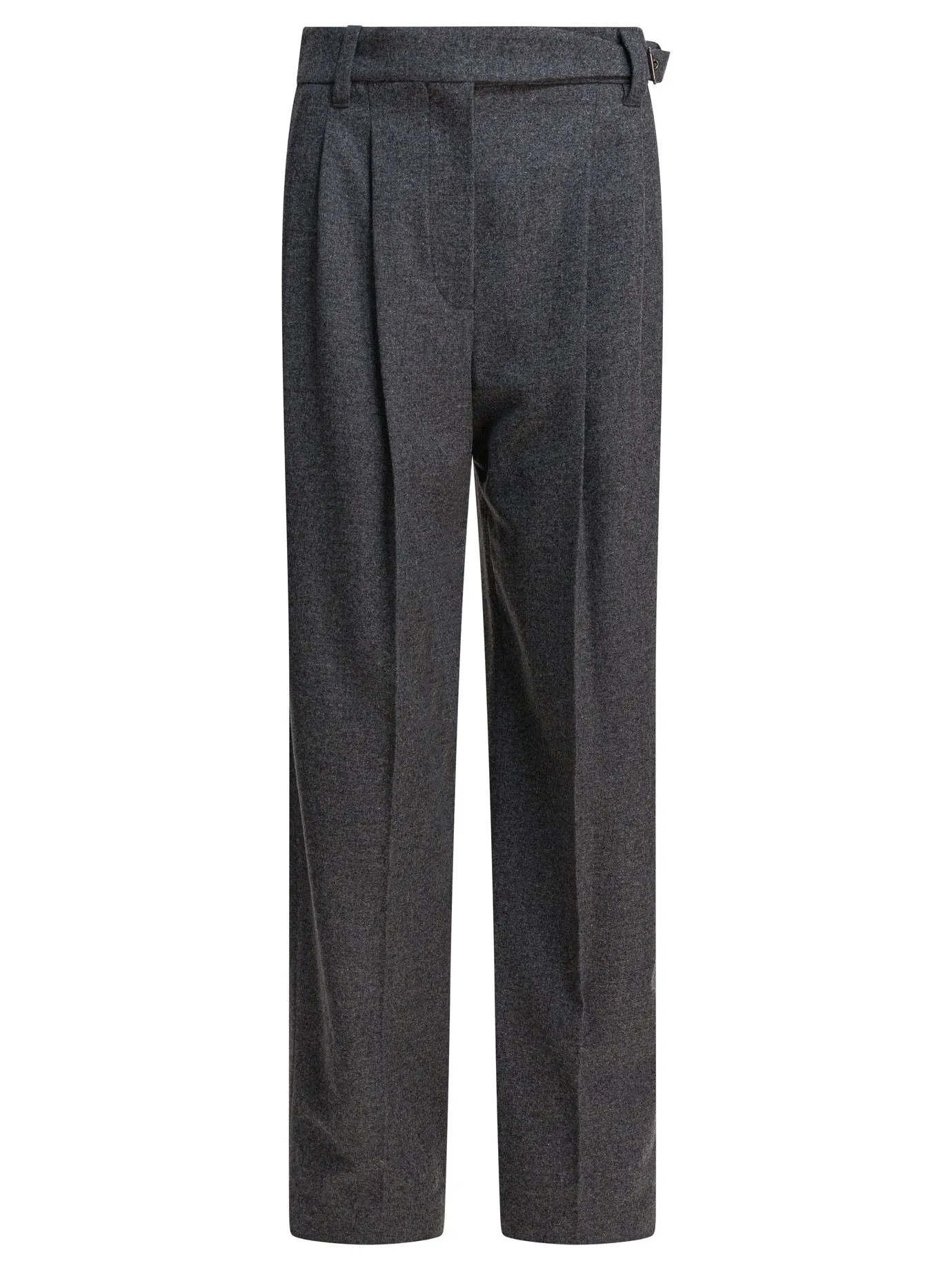 Wool Pants With Belt Trousers Grey sold by Wanan Luxury