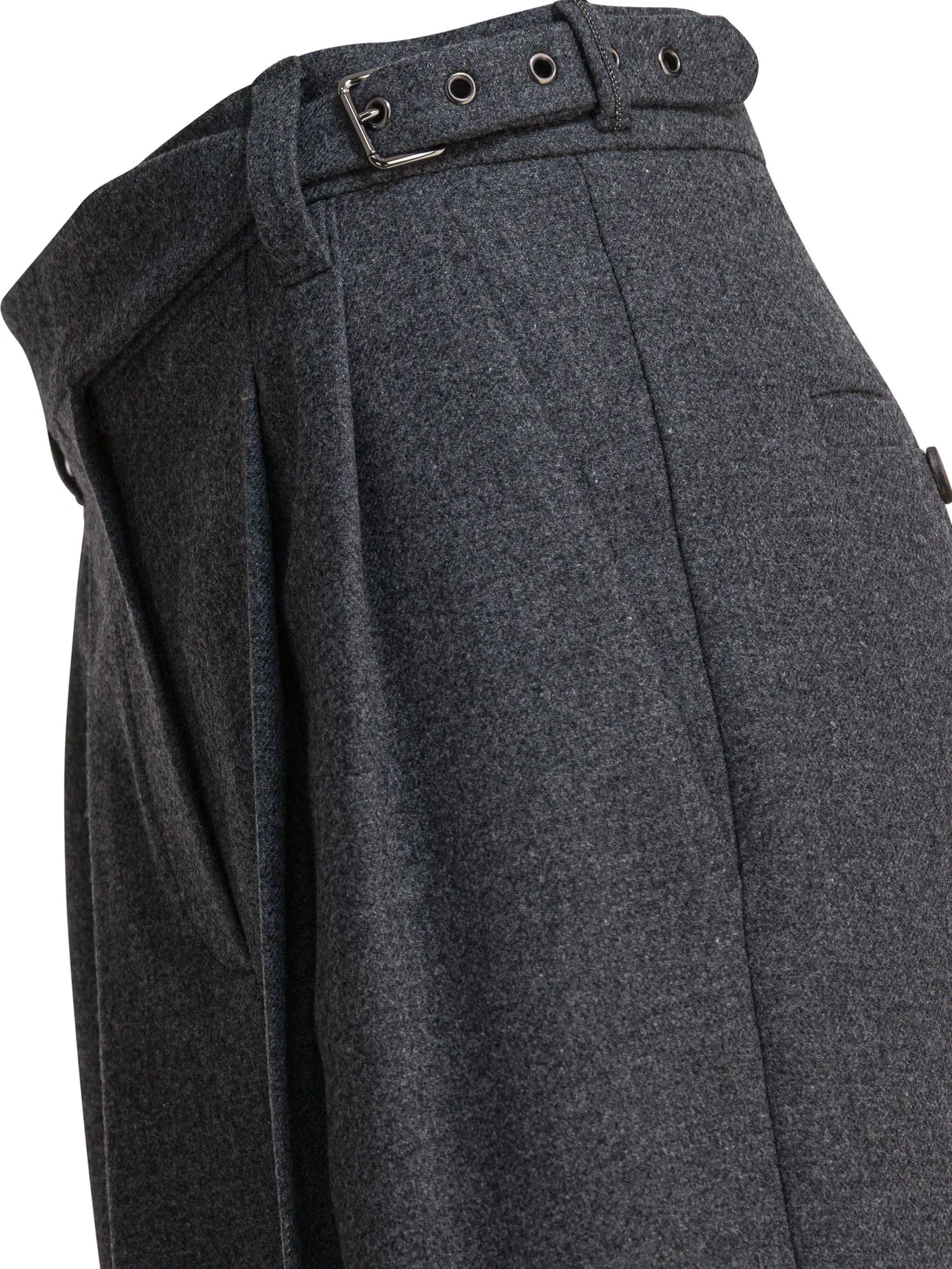 Wool Pants With Belt Trousers Grey sold by Wanan Luxury product image thumbnail 4