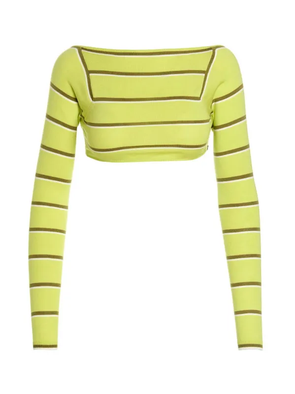 Cut-Out Cropped Sweater Sweaters And Cardigans Green sold by Wanan Luxury