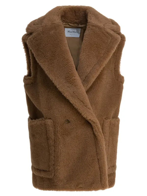 Double-Breasted Sleeveless Jacket In Teddy Jackets And Coats Brown sold by Wanan Luxury