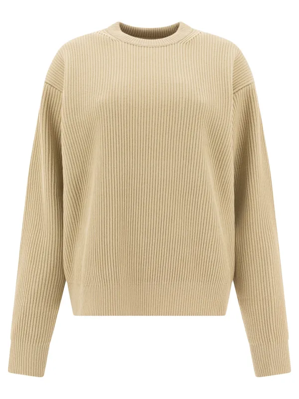 Wool Crew Neck Sweater Knitwear Green made by Auralee