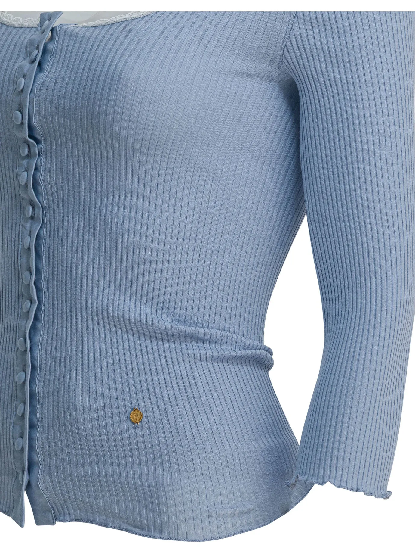 Fitted Cardigan With Plunging Neckline Knitwear Light Blue sold by Wanan Luxury product image thumbnail 4