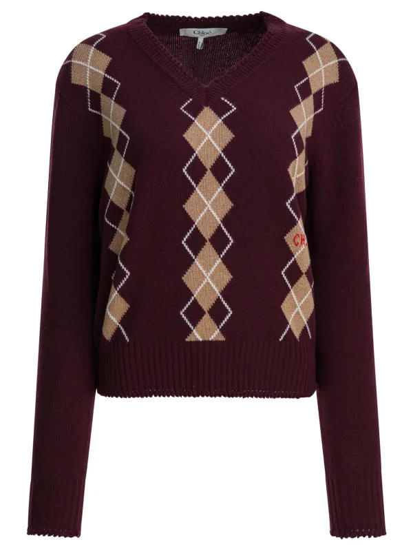 Wool And Cashmere V-Neck Sweater Knitwear Bordeaux sold by Wanan Luxury