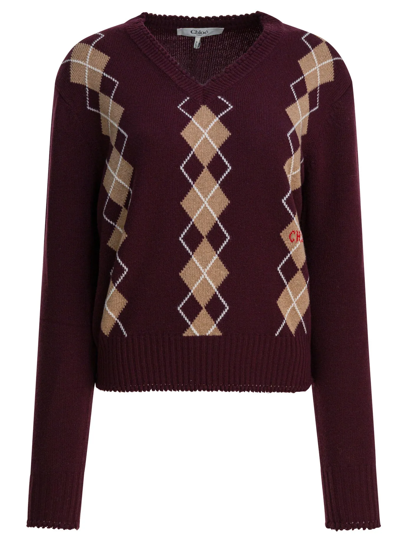 Wool And Cashmere V-Neck Sweater Knitwear Bordeaux sold by Wanan Luxury