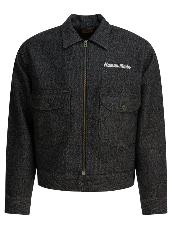Zippered Overshirt Jacket Jackets And Coats Grey made by Human Made