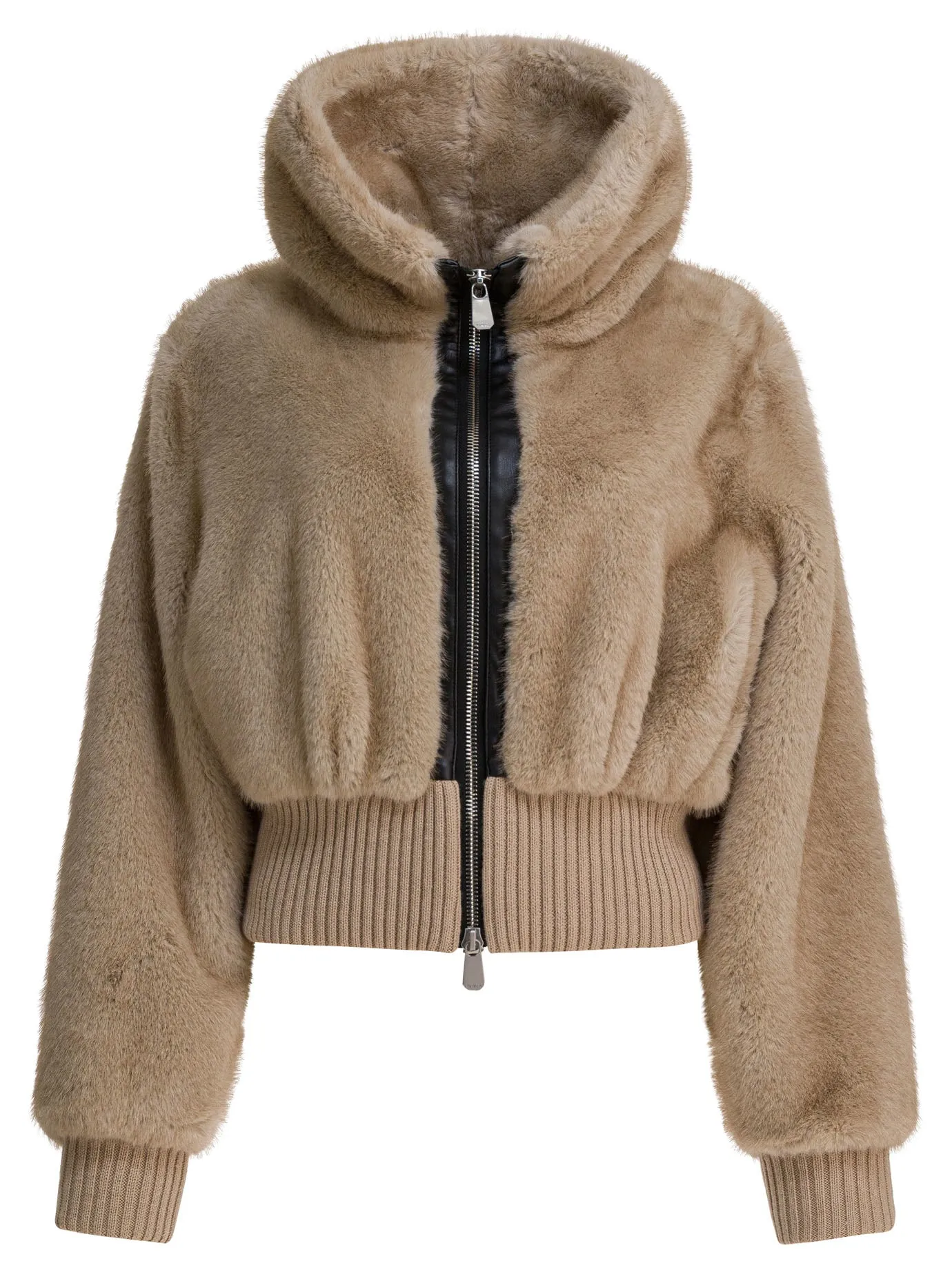 Faux Fur Bomber Jacket Jackets And Coats Beige sold by Wanan Luxury