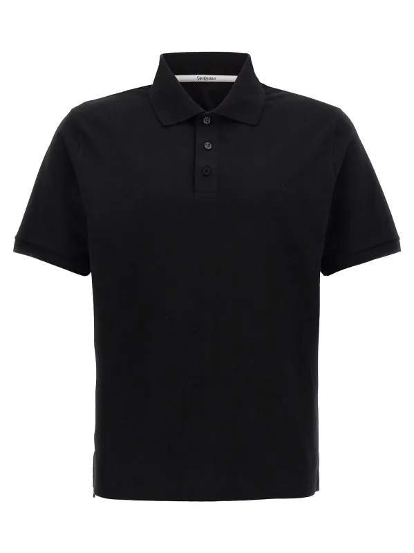 Logo Embroidery Shirt Polo Black made by Yves Saint Laurent