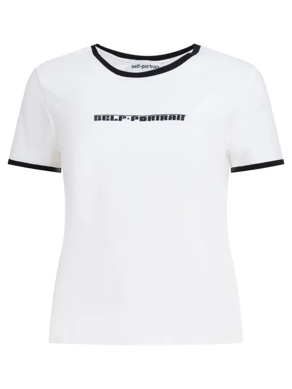 Crew-Neck T-Shirt With Embroidered Logo T-Shirts White made by Self-Portrait