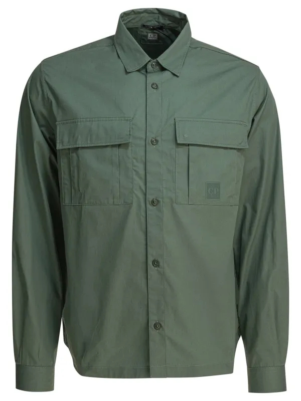 Cotton Gabardine Overshirt Shirts Green made by C.P. Company