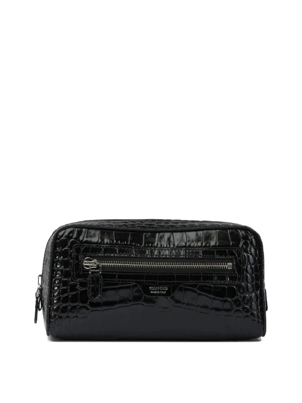 Crocodile Print Leather Beauty Case Clutches Black sold by Wanan Luxury