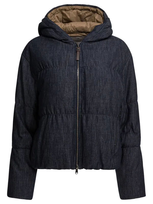 Cotton Denim-Effect Twill Down Jacket Jackets And Coats Blue sold by Wanan Luxury